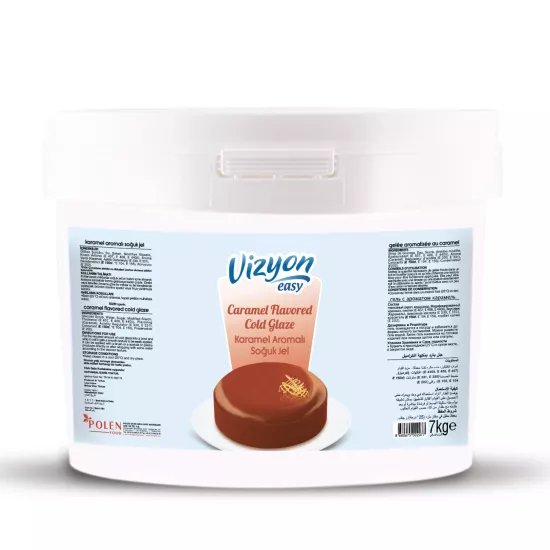 Vizyon Easy Karamel Aromalı Soğuk Pasta Jeli 7 Kg - Pişirme Gerektirmeyen Dolgu Kreması