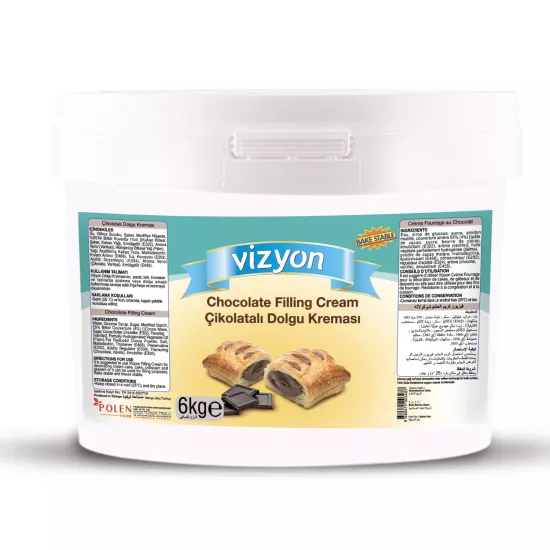 Vizyon Çikolatalı Pastacılık Dolgusu 6 Kg (Pişirmeye Dayanıklı)