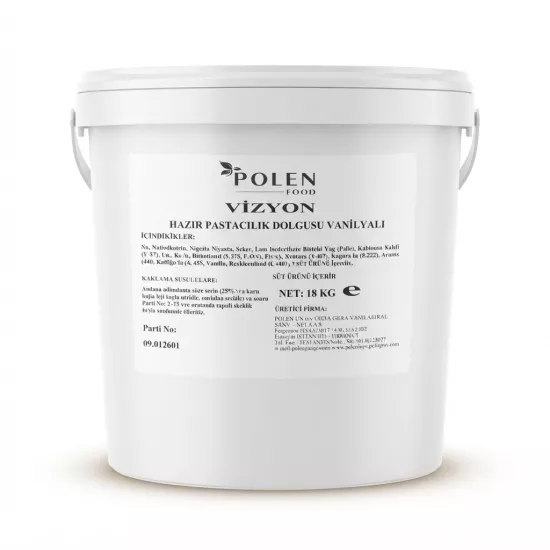 Vizyon Vanilyalı Hazır Pastacılık Dolgusu 18 Kg