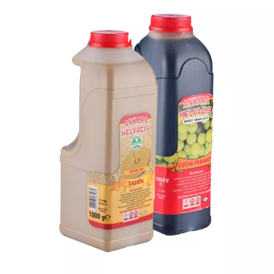 Ankara Helvacısı Tahin Pekmez Kahvaltı Seti 2 kg (1 kg Tahin + 1 kg Üzüm Pekmezi)