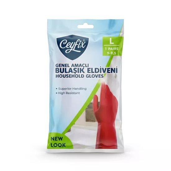 Ceyfix Genel Amaçlı Bulaşık Eldiveni Large (9-9,5) 30 Adet (Kolisiyle)