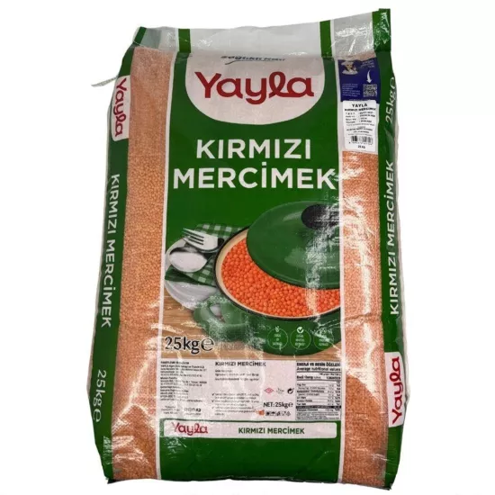 Yayla Yaprak Kırmızı Mercimek 25 Kg – Kabuksuz İkiye Bölünmüş Yerli Mercimek