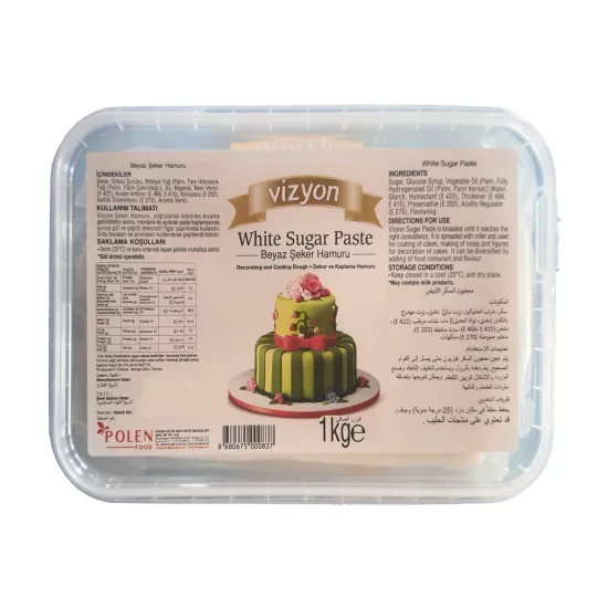 Vizyon Beyaz Şeker Hamuru 1 Kg Pasta Kaplama ve Dekoratif Kullanım