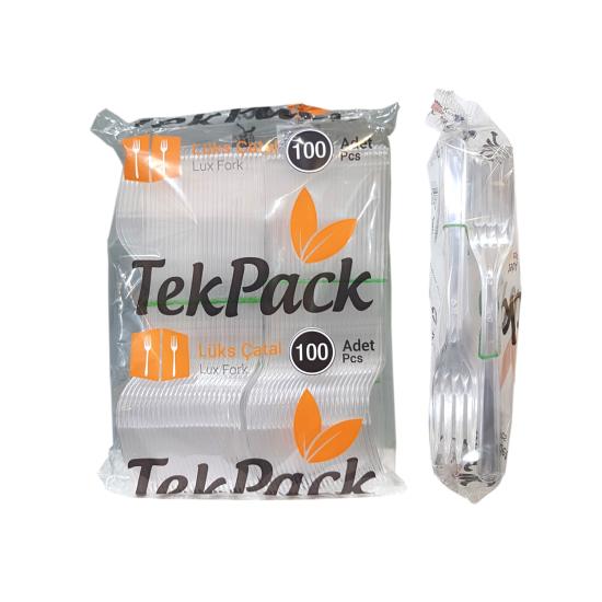 TekPack Lüks Plastik Çatal 100 lü Ekonomik Poşette