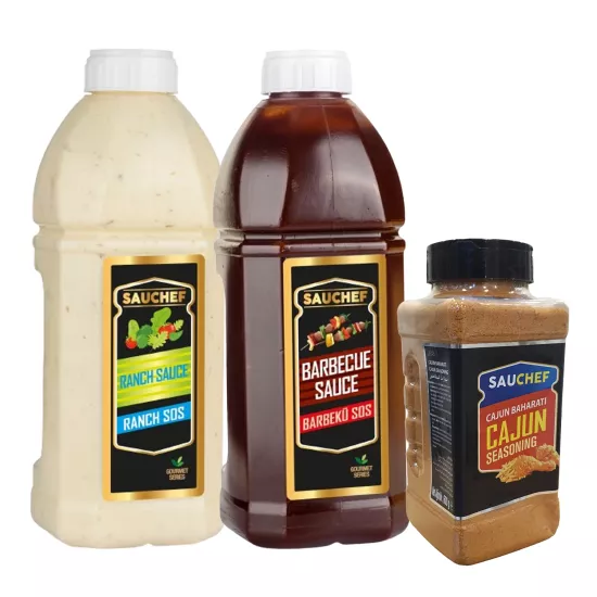 Sauchef 3’lü Set  Barbecue Sauce 2300 g & Ranch Sauce 2000 g & Cajun Seasoning 600 g