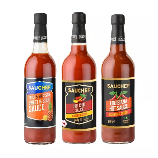 Sauchef 3’lü Sos Seti  Tatlı & Ekşi, Acı Biber, Louisiana Sauce 840 g