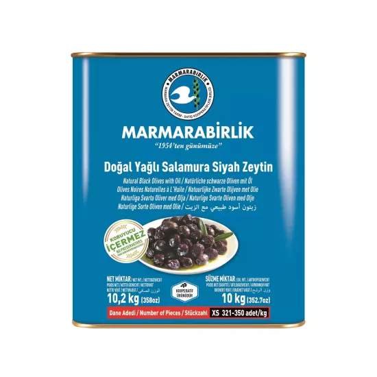 Marmarabirlik Yağlı Salamura Siyah Zeytin XS 10 kg (321-350 adet/kg)
