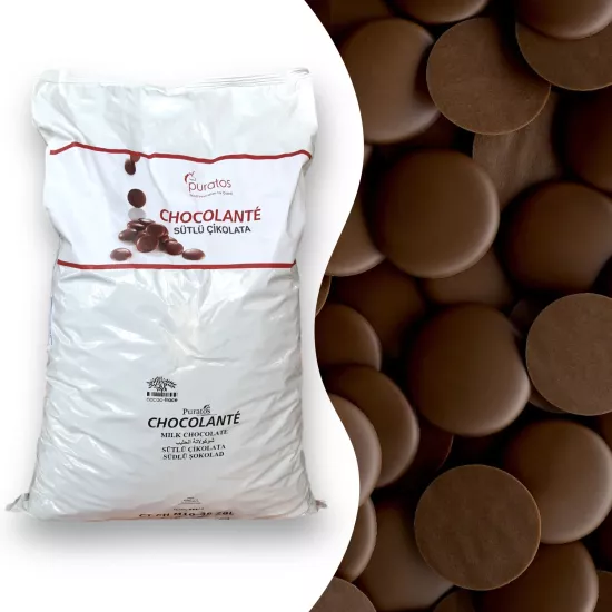 Puratoss Chocolante Belçika Sütlü Çikolata Drop 15 Kg