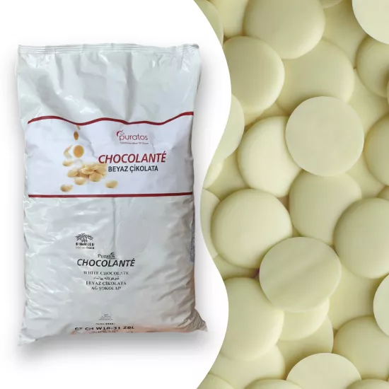 Puratos Chocolante Belçika Beyaz Drop Çikolata 15 Kg.