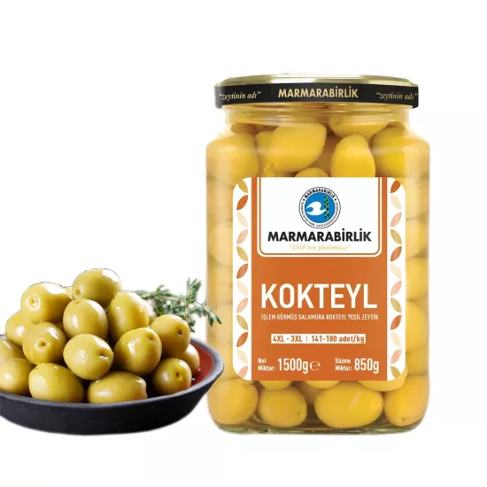 Marmarabirlik Kokteyl Yeşil Zeytin 3XL-4XL (141-180) 850 gr.