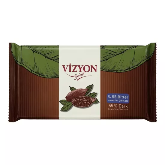 Vizyon Select Blok Bitter Kuvertür Çikolata %55 Kakao 2,5 Kg