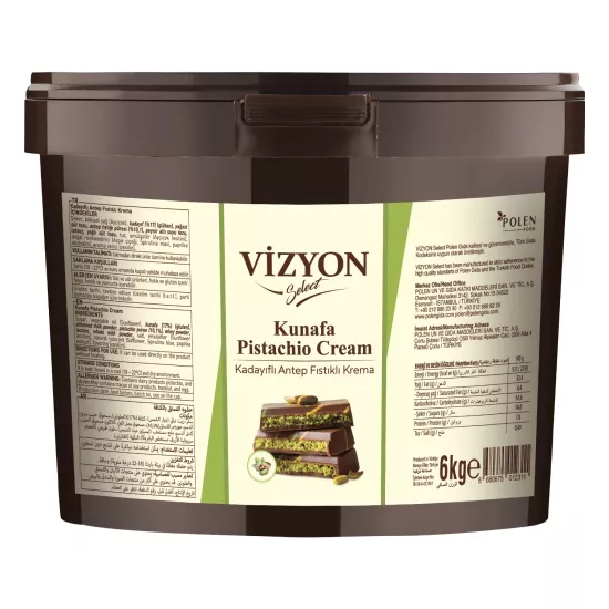 Vizyon Select Kadayıflı Antep Fıstıklı Krema 6 Kg - Profesyonel Çıtır Dolgu