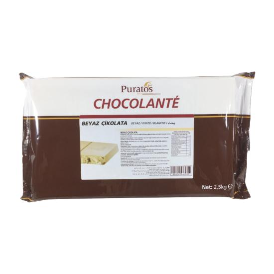 Puratos Chocolante Beyaz Gerçek Çikolata Blok 2,5 Kg.