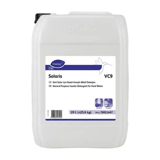 Diversey Solaris VC9 Sert Sular İçin Endüstriyel Bulaşık Makinesi Deterjanı 20 L (25,6 kg)