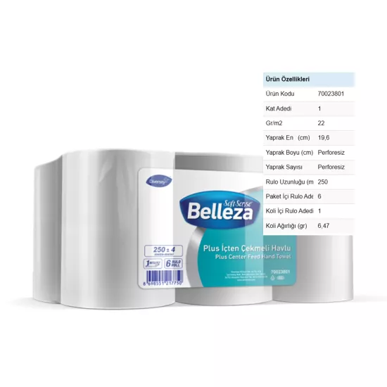 Diversey Belleza Plus İçten Çekmeli Havlu 250m X 6 Adet
