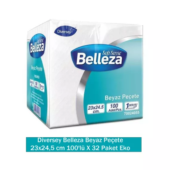 Diversey Belleza Beyaz Peçete 23x24,5 cm 100’lü X 32 Paket