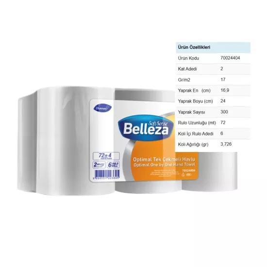 Diversey Belleza Optimal Tek Çekmeli Havlu 72m X 6 Adet