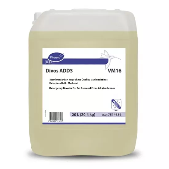 Diversey Divos ADD3 VM16 Membranlar İçin Yağ Sökücü Deterjan Katkı Maddesi 20 L