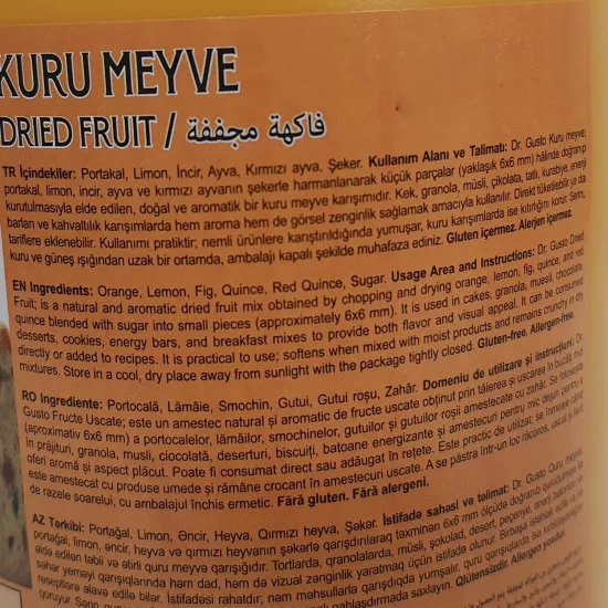 Dr. Gusto Kuru Meyve Parçacıkları 1000 Gr.