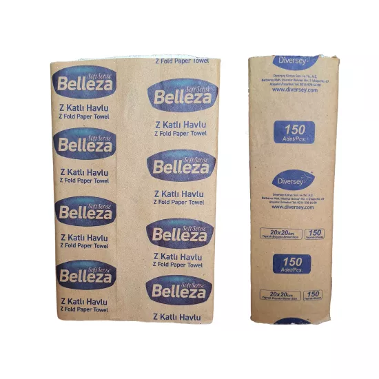 Diversey Belleza Z Katlı Dispanser Havlu 20X20 cm 150 Yaprak X 12 paket