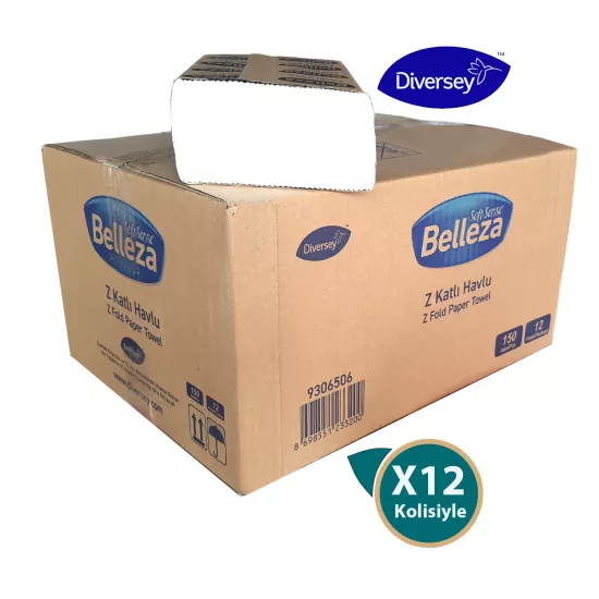 Diversey Belleza Z Katlı Dispanser Havlu 20X20 cm 150 Yaprak X 12 paket