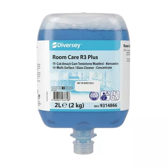 Diversey Room Care R3 Plus Konsantre Cam, Ayna ve Sert Yüzey Temizleyici 2 x 2 L (4 L)