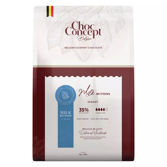 ChocConcept Dinant Sütlü Pul Belçika Çikolatası 5 kg (Min. %35 Kakao)