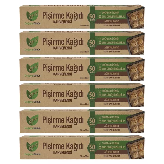Roll-up Ağartılmamış Kahverengi Pişirme Kağıdı 37 cm x 50 m 6 Paket