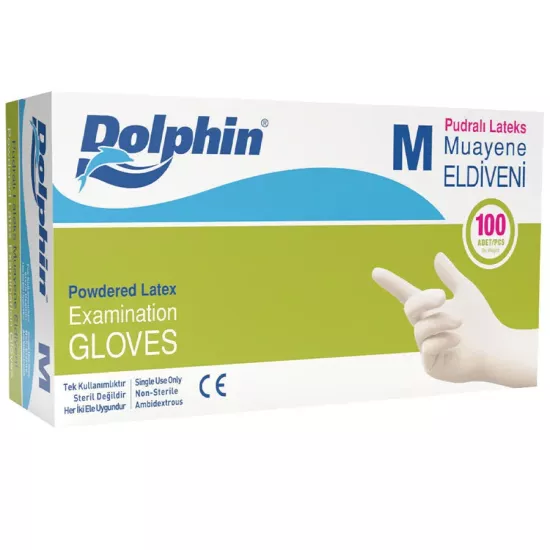 Dolphin Lateks Muayene Eldiveni Pudralı Medium 100’lü Paket