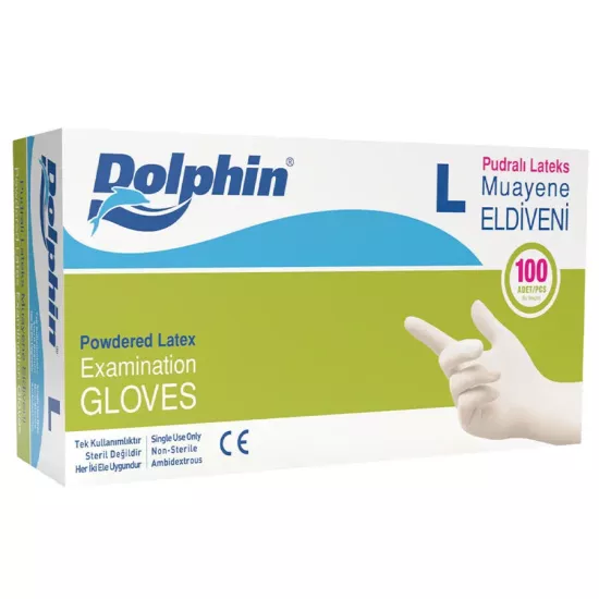 Dolphin Lateks Muayene Eldiveni Pudralı Large 100’lü Paket