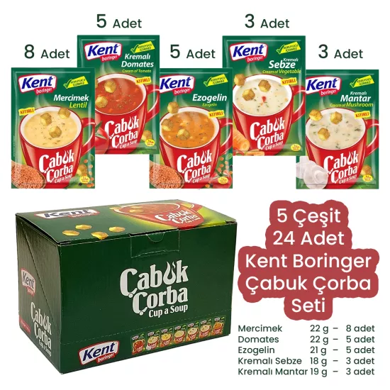 Kent Boringer  Çabuk Çorba Seti  (5 Çeşit 24 Adet)