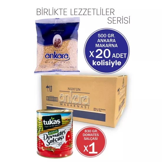 Nuh’un Ankara Arpa Şehriye 500g X 20 Adet (1 Koli) Tukaş Domates Salçası 830g Hediyeli