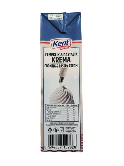 Kent Boringer %26 Yağlı Yemeklik ve Pastalık Şekersiz Bitkisel Yağlı Krema 1L
