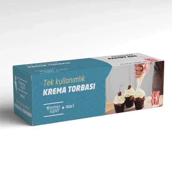 Bens Tek Kullanımlık Krema Torbası Mavi 51x24 cm 72 Adet