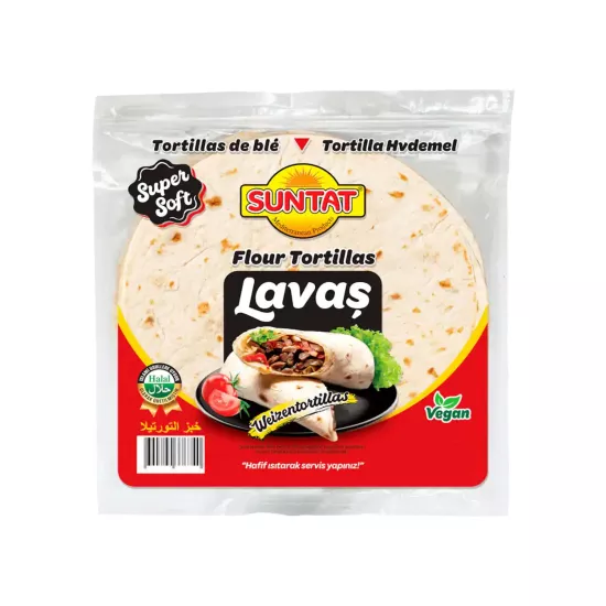 Suntat Lavaş Dürüm Ekmeği 33 cm 10’lu Paket 1000 g x 10 Koli (Toplam 100 Adet, 10 Kg)