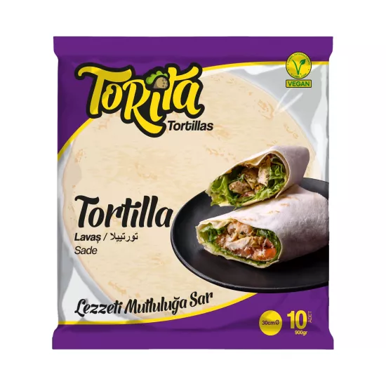 Torita Lavaş Dürüm Ekmeği 30 cm 10’lu Paket 900 g x 10 Paket (Toplam 100 Adet, 9 Kg)