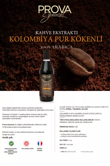 Prova Gourmet Kolombiya Saf Arabica Kahve Özütü 1 L | Pastacılık İçin