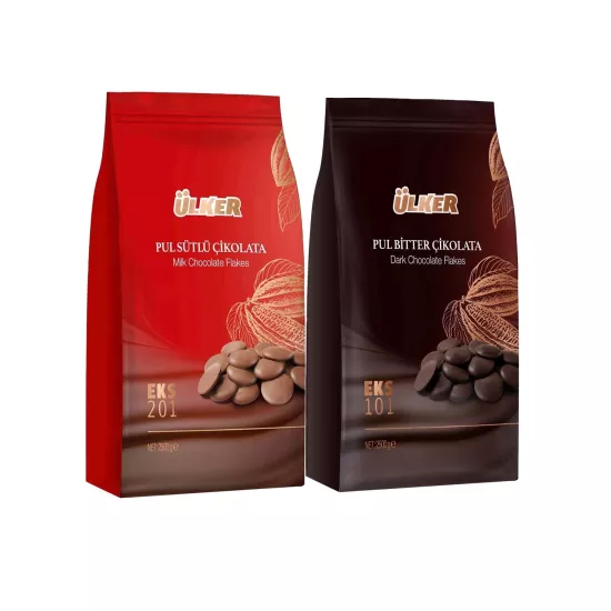 Ülker Kuvertür Pul Çikolata Seti (Sütlü 2,5 kg ve Bitter 2,5 kg)