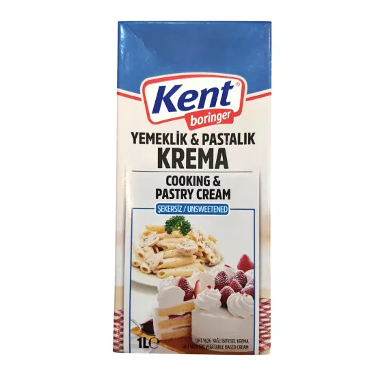 Kent Boringer %26 Yağlı Yemeklik ve Pastalık Şekersiz Bitkisel Yağlı Krema 1L * 12 ADET (Kolisiyle)