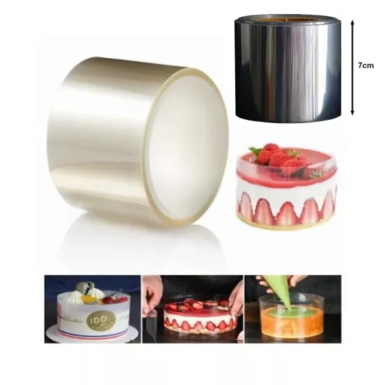 Dr. Gusto Şeffaf Desensiz Pasta Yan Dekor Film Jelatin Krema Tutucu 7 cm 25 cm