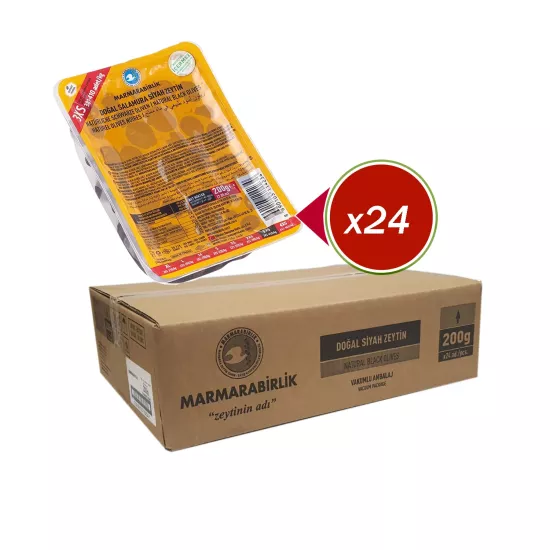 Marmarabirlik Doğal Salamura Siyah Zeytin 3XS 200 gr X 24 Adet Vakumlu Paket