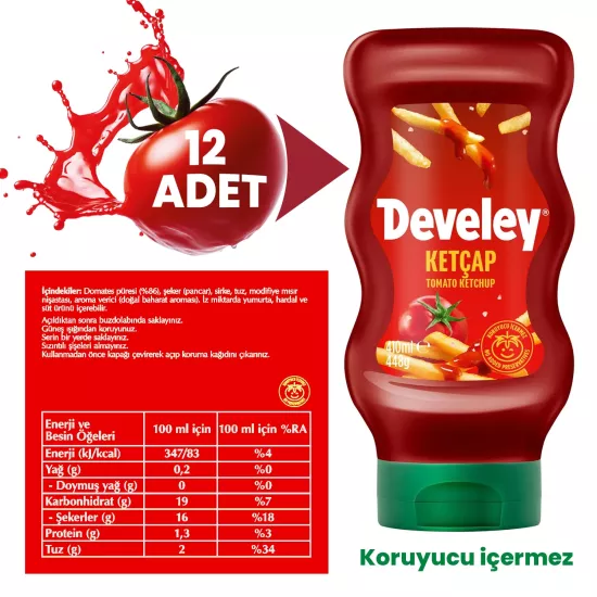 Develey Ketçap 410 ml (448g) x 12 Adet (Kolisiyle)