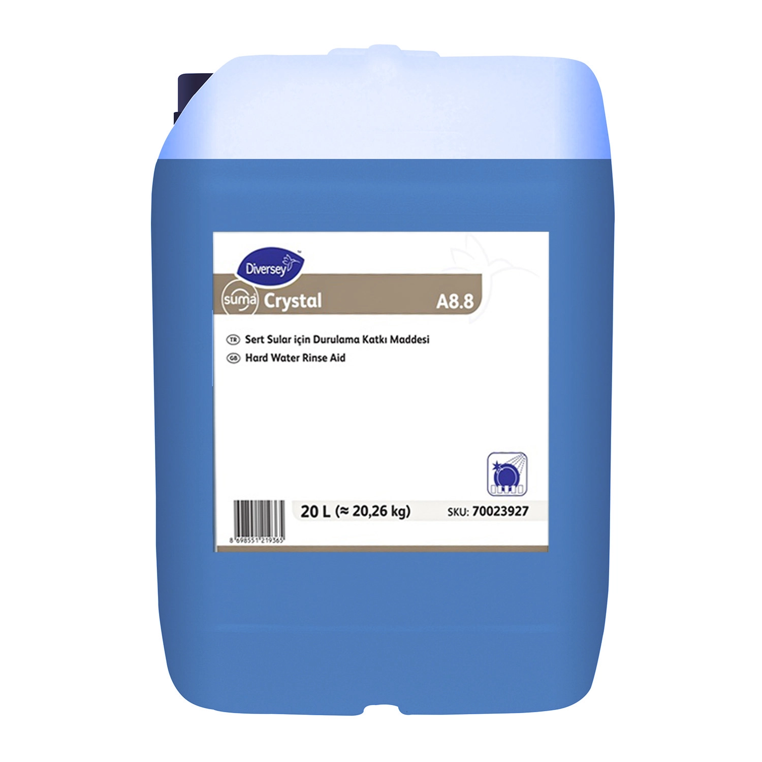 Diversey Suma Crystal A8.8 Sert Sular için Durulama Katkı Maddesi Parlatıcı 20 L
