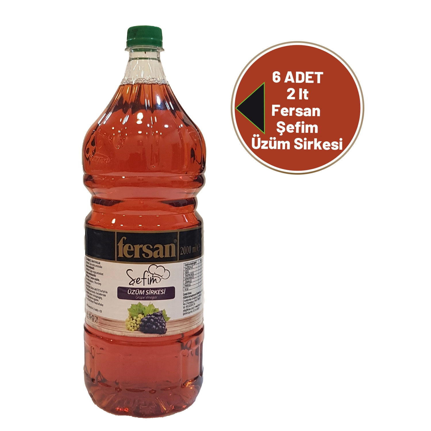 Fersan Şefim Üzüm Sirkesi Pet 2Lt X 6 Adet (Kolisiyle)