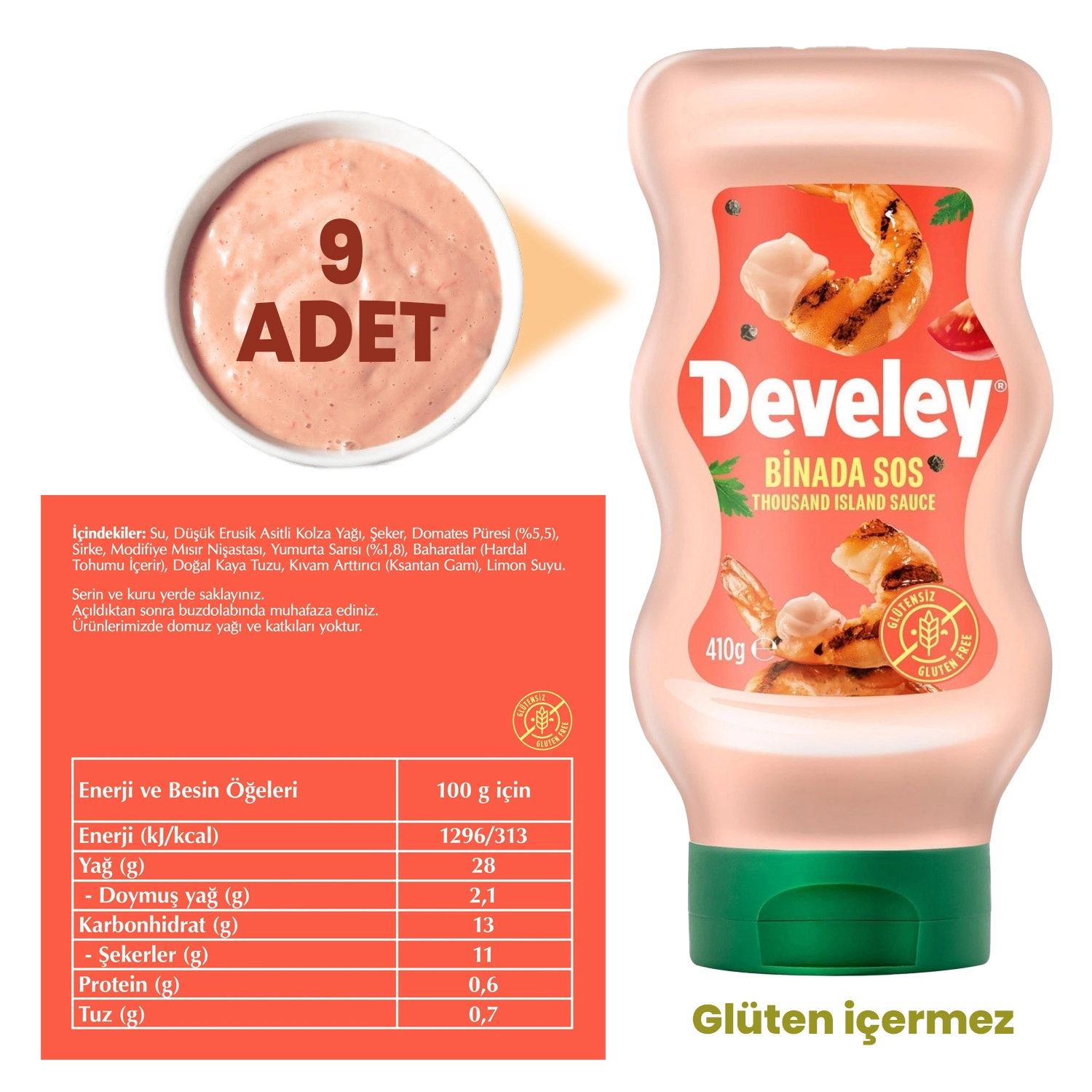 Develey Binada Sos 410g x 9 Adet (Kolisiyle)